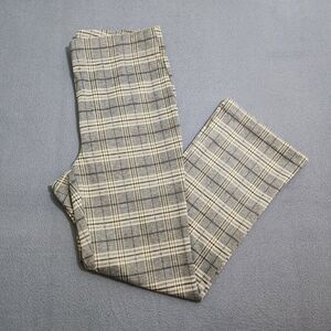 LOFT Women M Gray Plaid High Rise Bootcut Elastic Waist Pants
